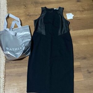 Athleta Black Ribbed Halter Sheath Midi Dress